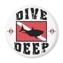 Dive Deep Shark SCUBA Flag magnets by SCUBA_Dive_TShirts Dive Deep Shark SCUBA Flag magnets