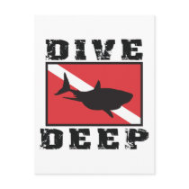 Dive Deep Shark SCUBA Flag postcards