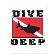 Dive Deep Shark SCUBA Flag Postcards