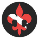 Dive Flag Fleur de lis Round Stickers by ARTegrity Dive Flag Fleur de lis Round Stickers