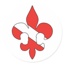 Dive Flagge Fleur de Lis-Runde Stickers