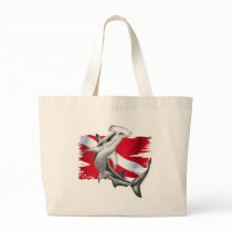 Dive flag with hammerhead shark-diver down bag