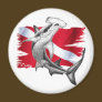 Dive flag with hammerhead shark-diver down