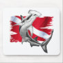 Dive flag with hammerhead shark-diver down