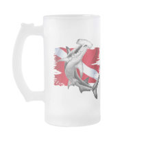 Dive flag with hammerhead shark-diver down mug