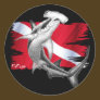Dive flag with hammerhead shark-diver down