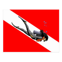 Diver And Dive Flag Postcard