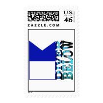 diver below blue flag postage