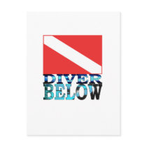 DIVER BELOW RED postcard by IDCSRacoon DIVER BELOW RED postcard