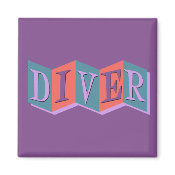 Retro Diver Square Magnet