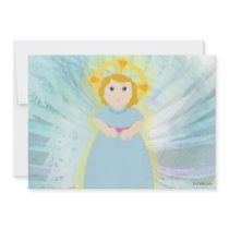 Divine Child Dazzling Blue Angel's Wings Card Custom Announcements