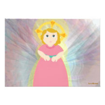 Divine Child Dazzling Love Pink Angel's Wings Custom Invite