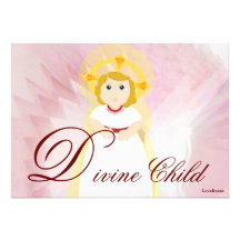 Divine Child Dazzling LoveBurgundy Angel's Wings Custom Announcements