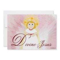 Divine Jesus Dazzling LoveBurgundy Angel's Wings Personalized Invitation