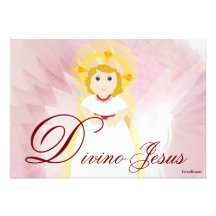 Divine Jesus Dazzling LoveBurgundy Angel's Wings Personalized Invitation