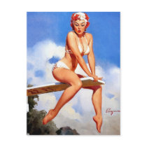 Diving Board Pin-Up Postcard