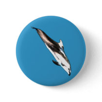 Diving Dolphin Watercolor Button