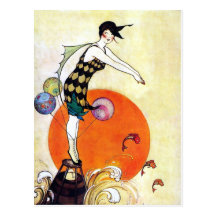 Diving Flapper Girl Postcard