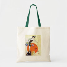 Diving Flapper Girl Tote Bags