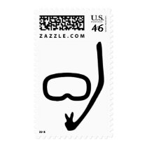 diving goggles and snorkel postage stamps