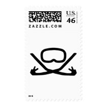 diving goggles and snorkel stamp