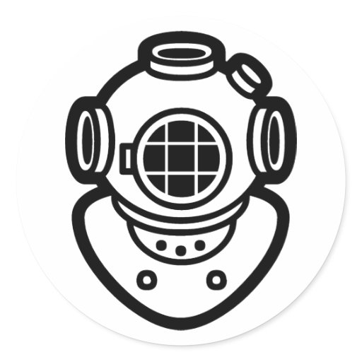 Diving Helmet Classic Round Sticker Zazzle