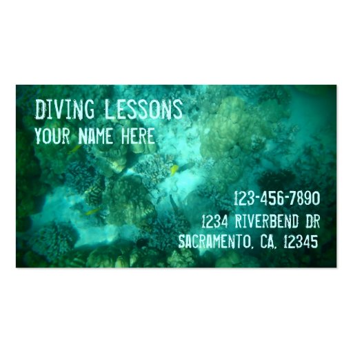 Diving Lesson customizable business cards (front side)