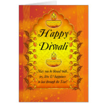 Diwali Greeting Card With Lamps