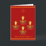 Diwali Greetings with Decorative Glowing Lamps