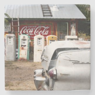 Dixon, New Mexico, United States. Vintage car Stone Beverage Coaster