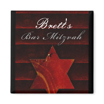DIY black and red Bar Mitzvah design Fridge Magnet