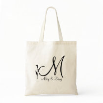 DIY Calla lily logo with monogram Canvas Bag