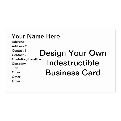 DIY - Design Your Own Indestructible Business Card Template (front side)