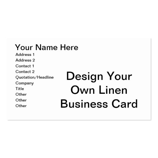 DIY - Design Your Own Linen Business Cards (front side)