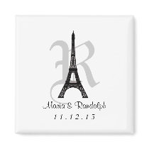 DIY Eiffel Tower Save the Date Monogram magnet magnets