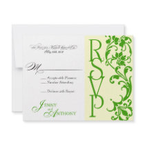DIY Elegant Simple RSVP in Cream and Emerald Personalized Invite