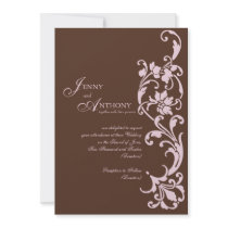 DIY Elegant Simplicity in Chocolate and Pink Custom Invitations