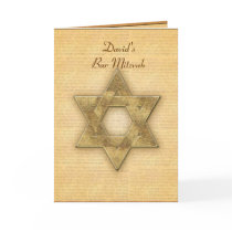 DIY Gold Star of David / Bar Mitzvah template Greeting Cards