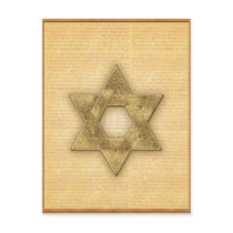 DIY Gold Star of David / Bar Mitzvah template Post Card