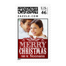 DIY Merry Christmas Photo Postage (burgundy)