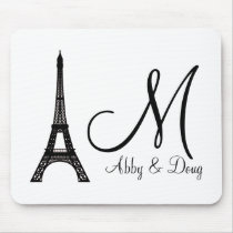DIY Monogram Eiffel tower design Mouse Pad