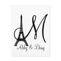 DIY Monogram Eiffel tower design Postcards