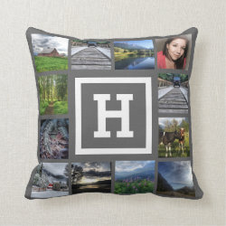 DIY Monograms with 24 instagram photos 2 sided Throw Pillow