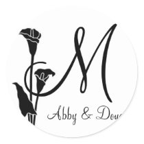 DIY Tulip logo with monogram Round Stickers
