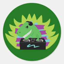 Dj-asaurus Rex Round Sticker
