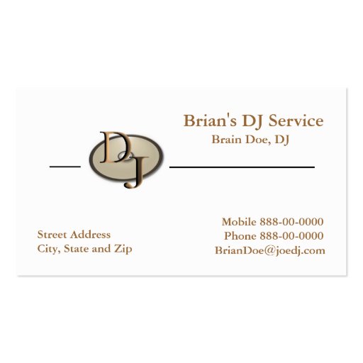 DJ Business Card (front side)