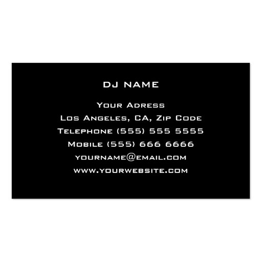DJ Business Card (back side)