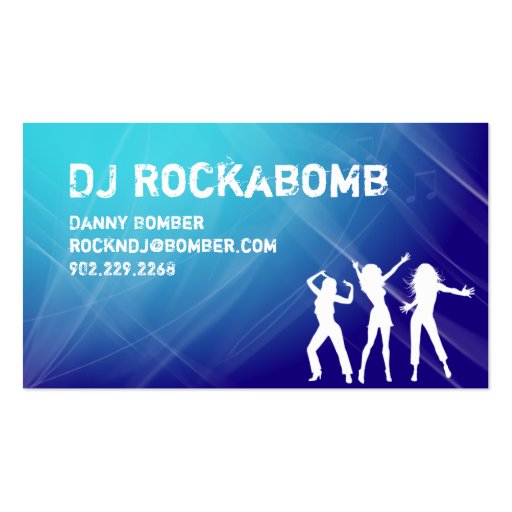 Dj Business Card Music Blue Retro Dance (back side)