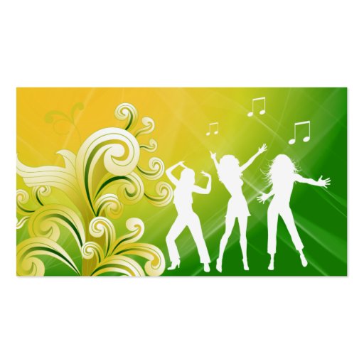 Dj Business Card Music Green Yellow Retro Dance (front side)
