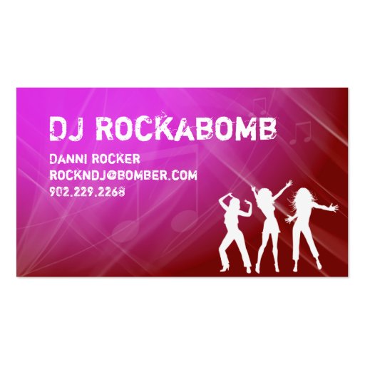 Dj Business Card Music Pink Red Retro Dance (back side)